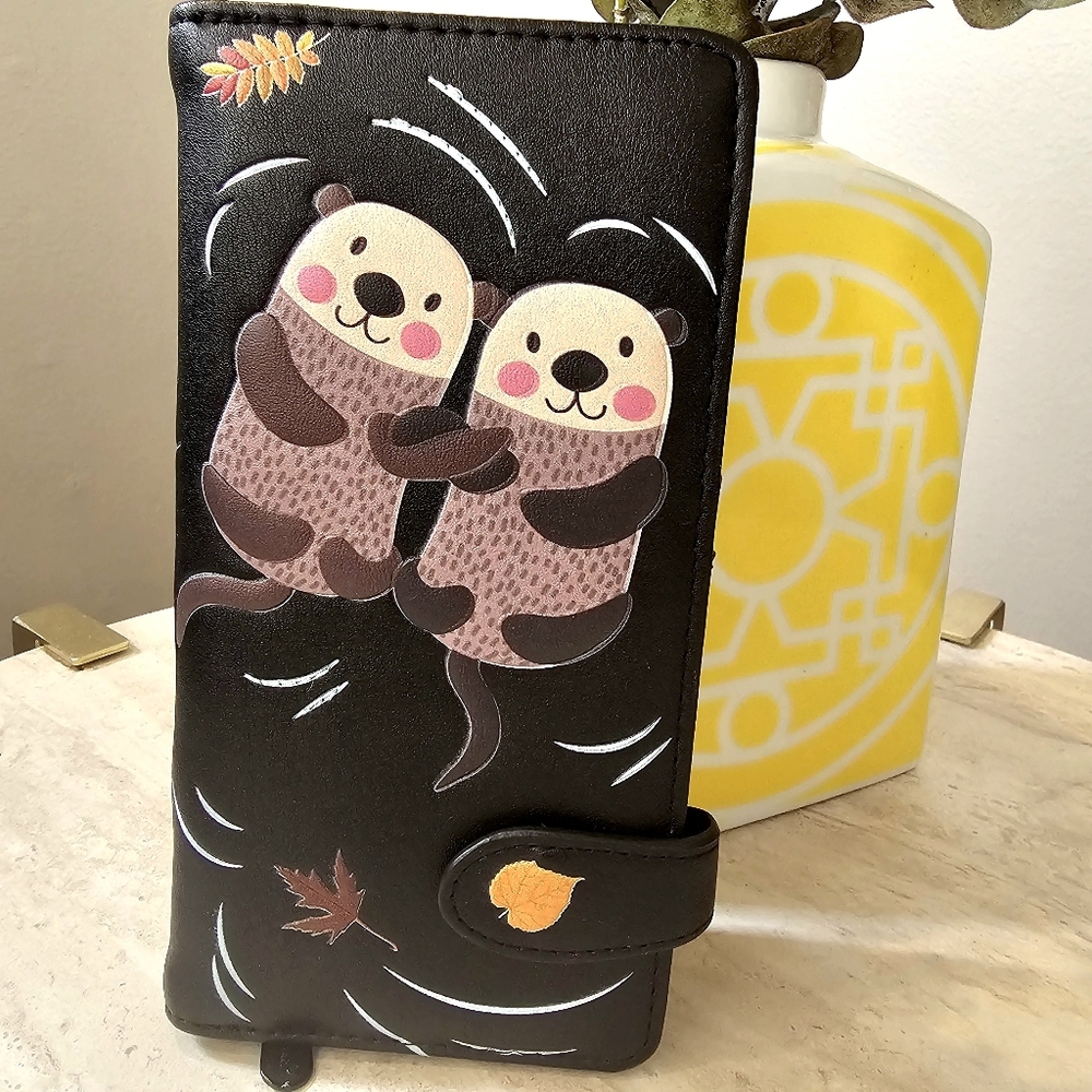 Shagwear Faux Leather Wallet Otter Design  Magnetic Clasp